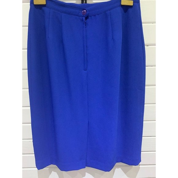 Le Suit Two Piece embraided lined skirt Blue Dress Suit Sz 12 - Picture 7 of 15